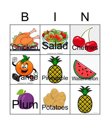 Food bingo Card