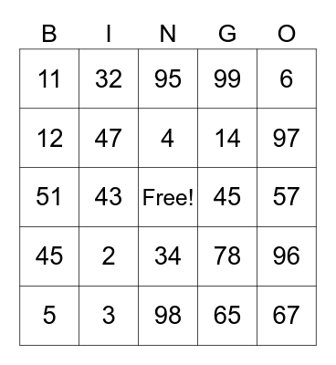 science Bingo Card