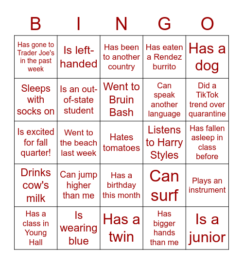 SSF Icebreaker Bingo Card