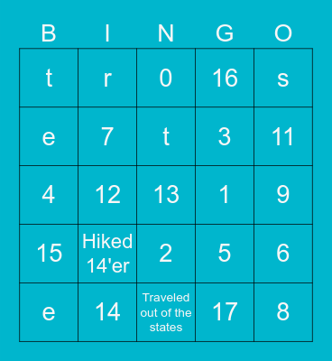 October Support Rapport Bingo Card