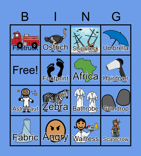 Medial /r/-blend Bingo Card