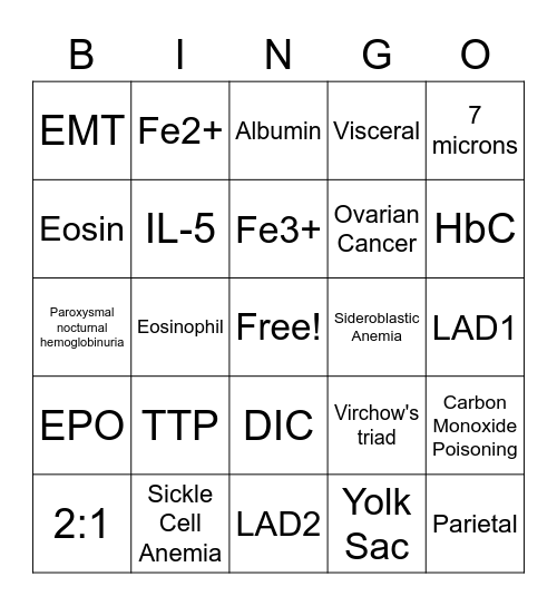 HMOC Review Bingo Card