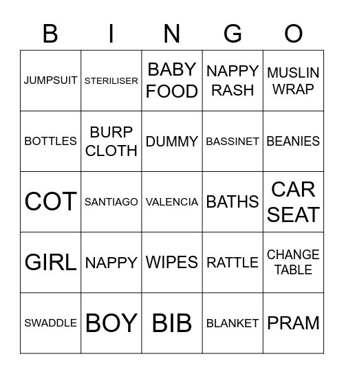 BABY BINGO Card