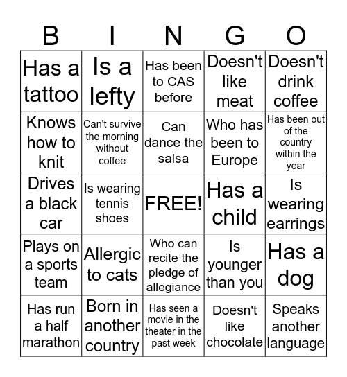 Find someone who…. Bingo Card