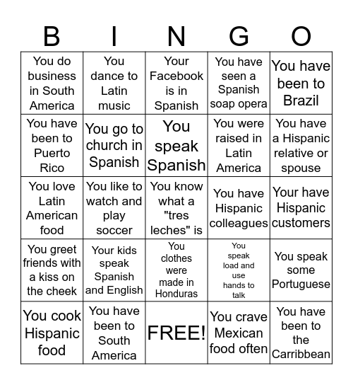 LAEG Bingo Card