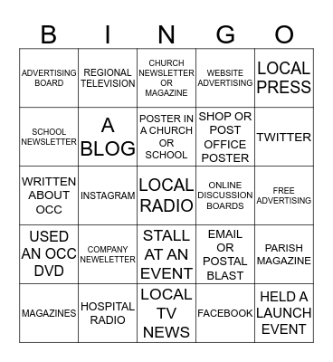 SHOEBOX BINGO! Bingo Card