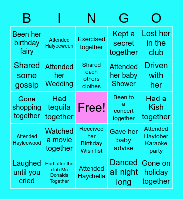 Haylee Bingo Bonanza Bingo Card