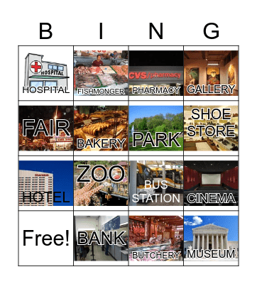 Places in the City ( Bingo Card