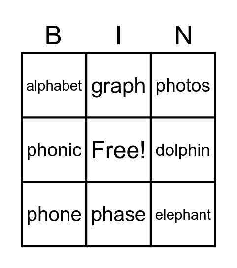 Ph sound bingo Card