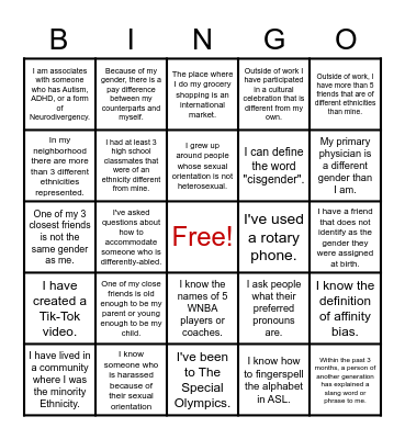 DEI EXPOSURE BINGO Card