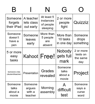 12TM1 Bingo Card