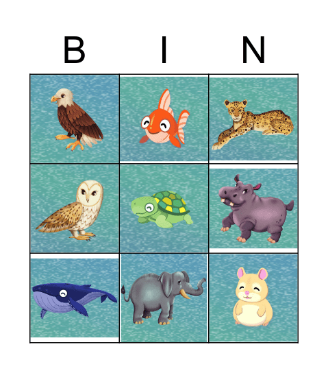 Animal Bingo Card