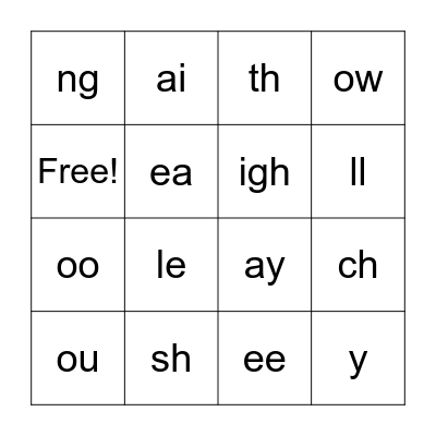 gr 1 Sounds Bingo Card