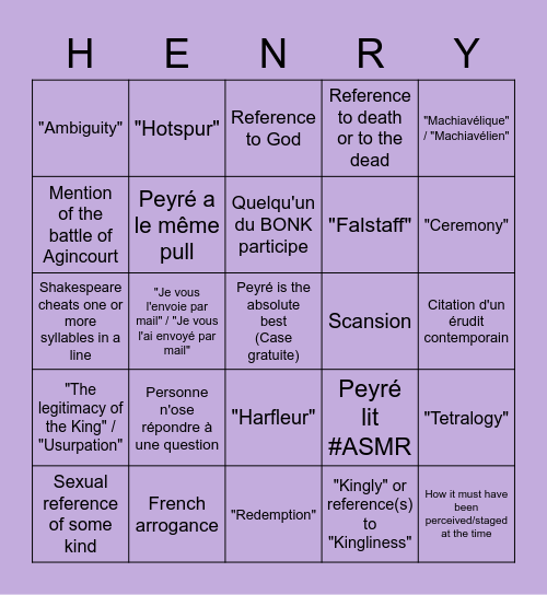 Le Bingo du King Bingo Card