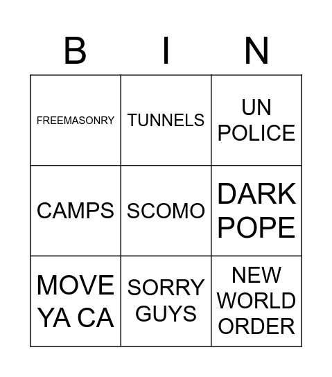 Julz Bingo Card