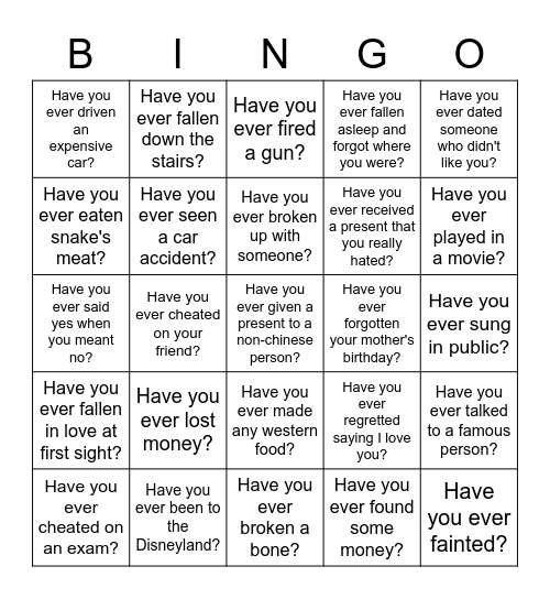 did you Bingo Card