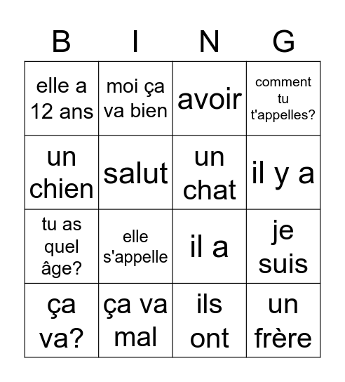 Trede 1 Bingo Card