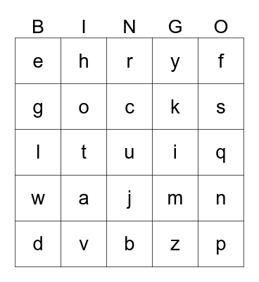 Letter and Sounds Bingo Card