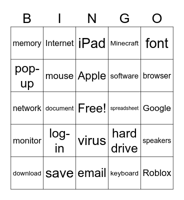 Tech Term Bingo Card