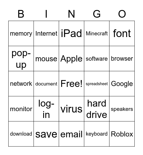 Tech Term Bingo Card