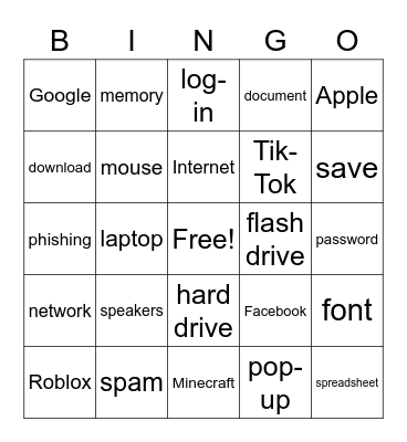 Tech Terms Bingo Card