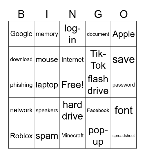 Tech Terms Bingo Card