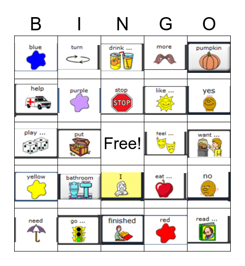 Core Word Bingo Card
