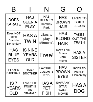 CUB SCOUT BINGO Card