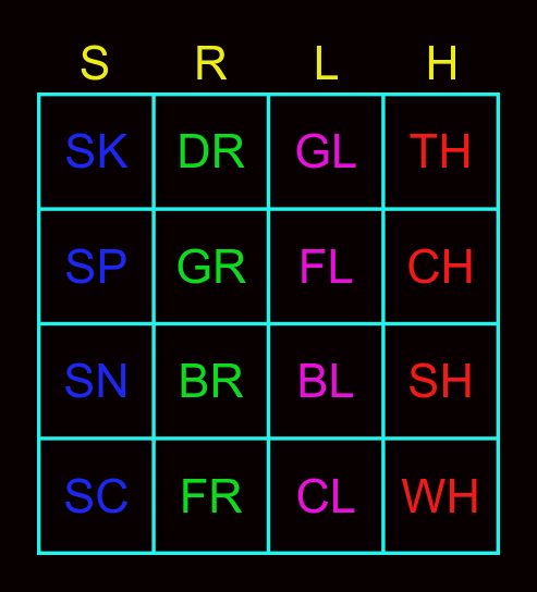 Blends & Digraphs Bingo Card