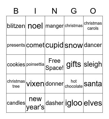 Holiday Bingo Card