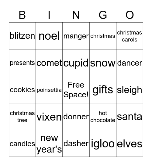 Holiday Bingo Card