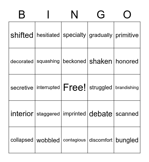 Lesson Bingo Card