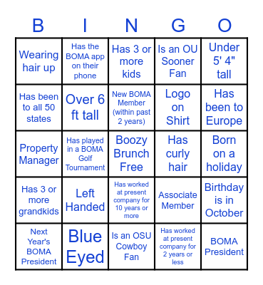 BOMA BOOZY BRUNCH BINGO Card