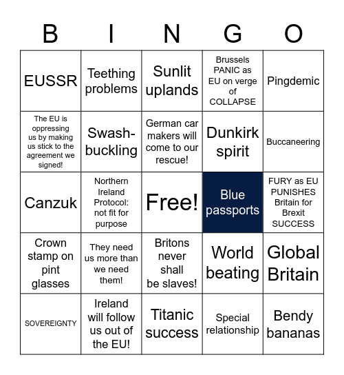 Brexit Bingo Card