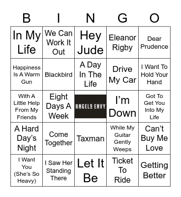 v77 Sounds Like The Beatles Bingo Card