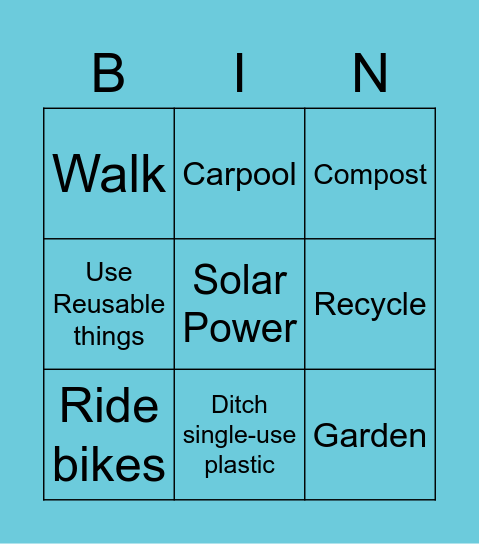Climate Change Bingo Card