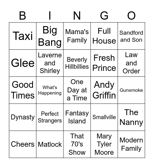 Long Tv Show Bingo Card