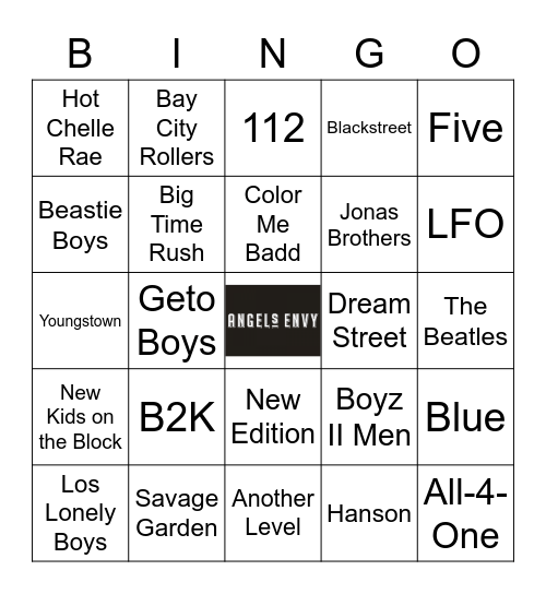 v6 Boy Bands Bingo Card