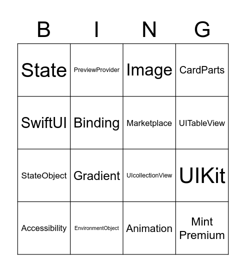 iOS Sync Bingo Card