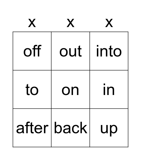 Phrasal verbs Bingo Card