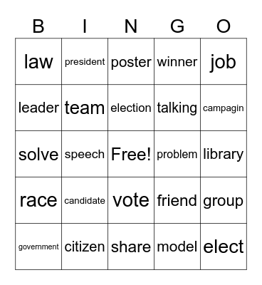 ULS September Vocabulary Bingo Card