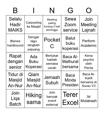 BINGO Company Bingo Card