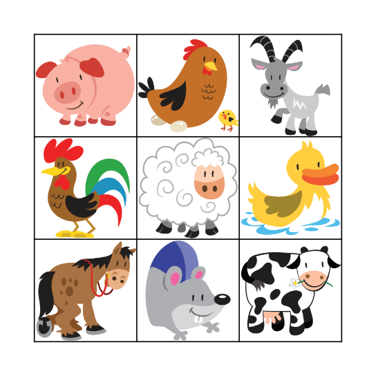 FARM ANIMALS Bingo Card