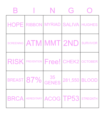 BREAST CANCER AWARENESS MONTH Bingo Card