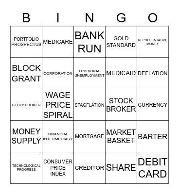 Economic Vocabulary Bingo Card