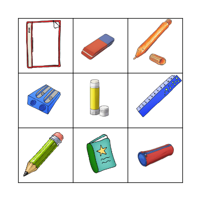 School Things Bingo Card