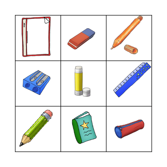 School Things Bingo Card