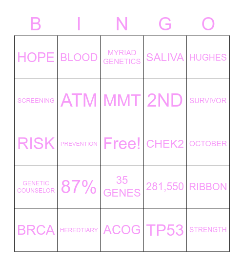 BREAST CANCER AWARENESS MONTH Bingo Card