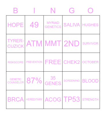 BREAST CANCER AWARENESS MONTH Bingo Card