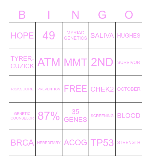 BREAST CANCER AWARENESS MONTH Bingo Card